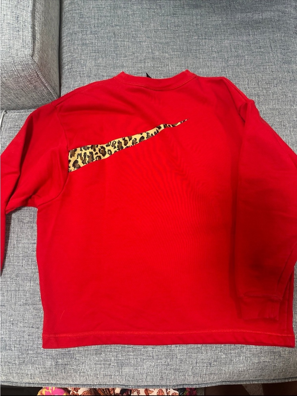 Nike Red Sweatshirt with Leopard-Print Swoosh - Picture 2 of 3
